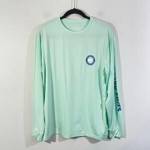 Vineyard Vines Men Teal Whale Logo Performance Long Sleeve Tee Size S